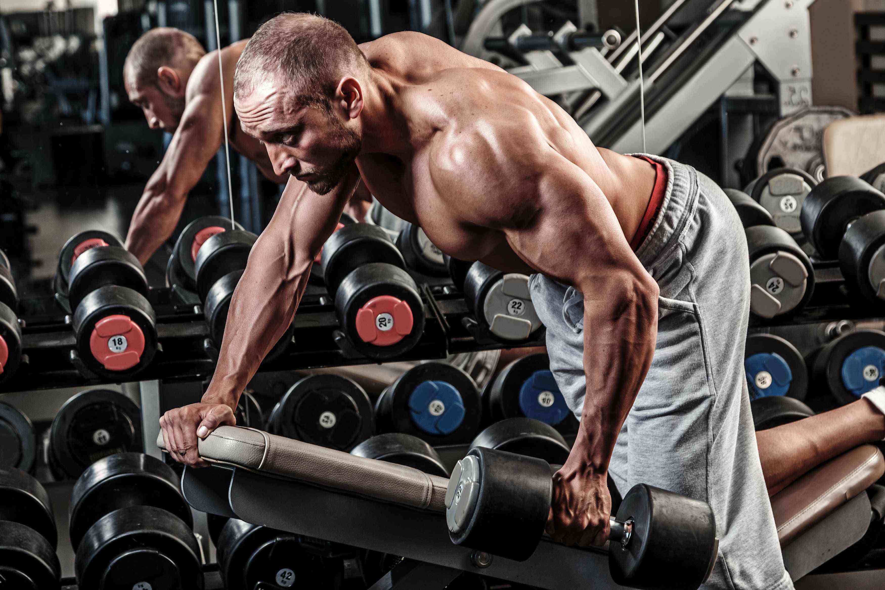 Man working out in gym