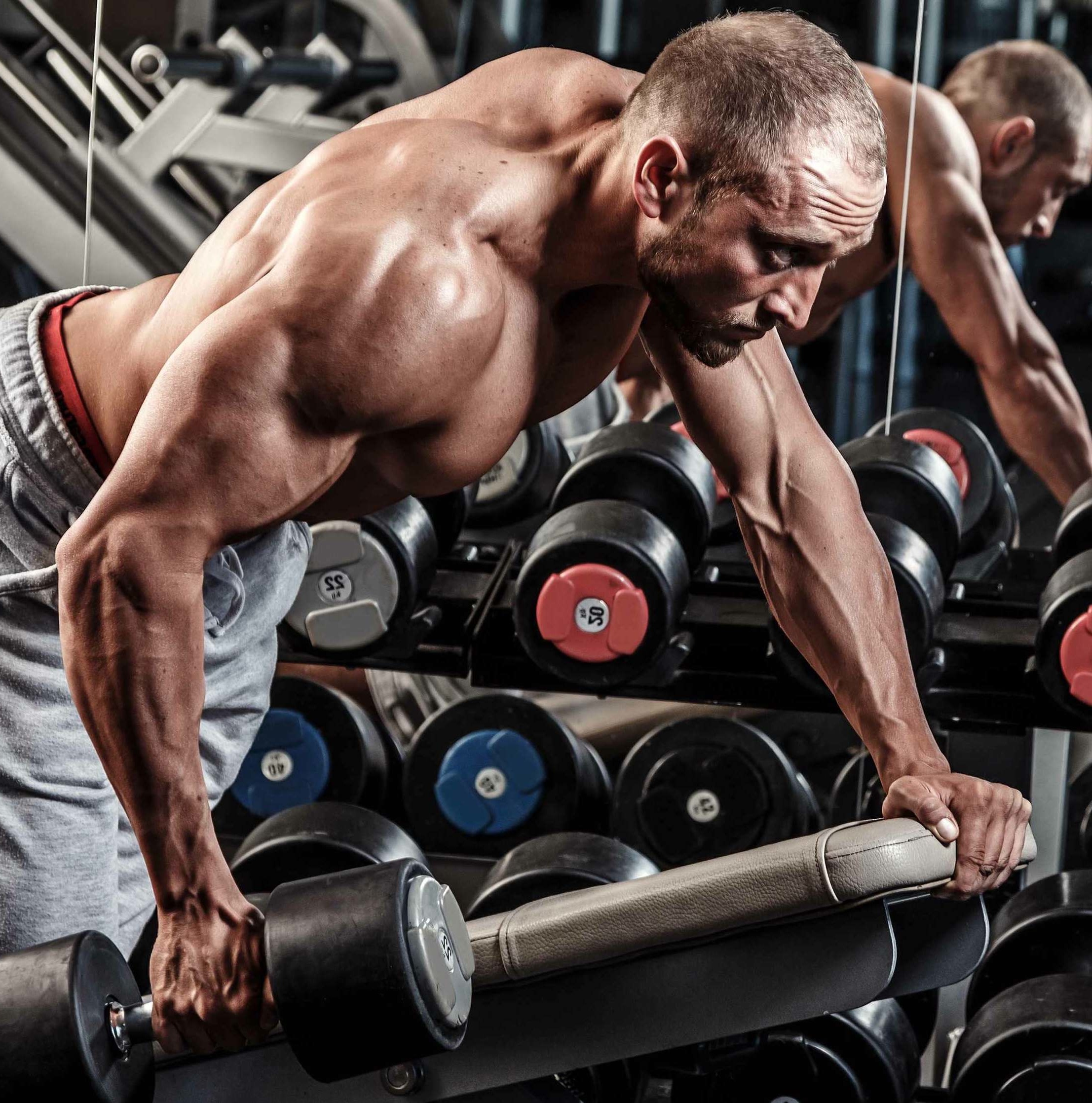 Man working out in gym