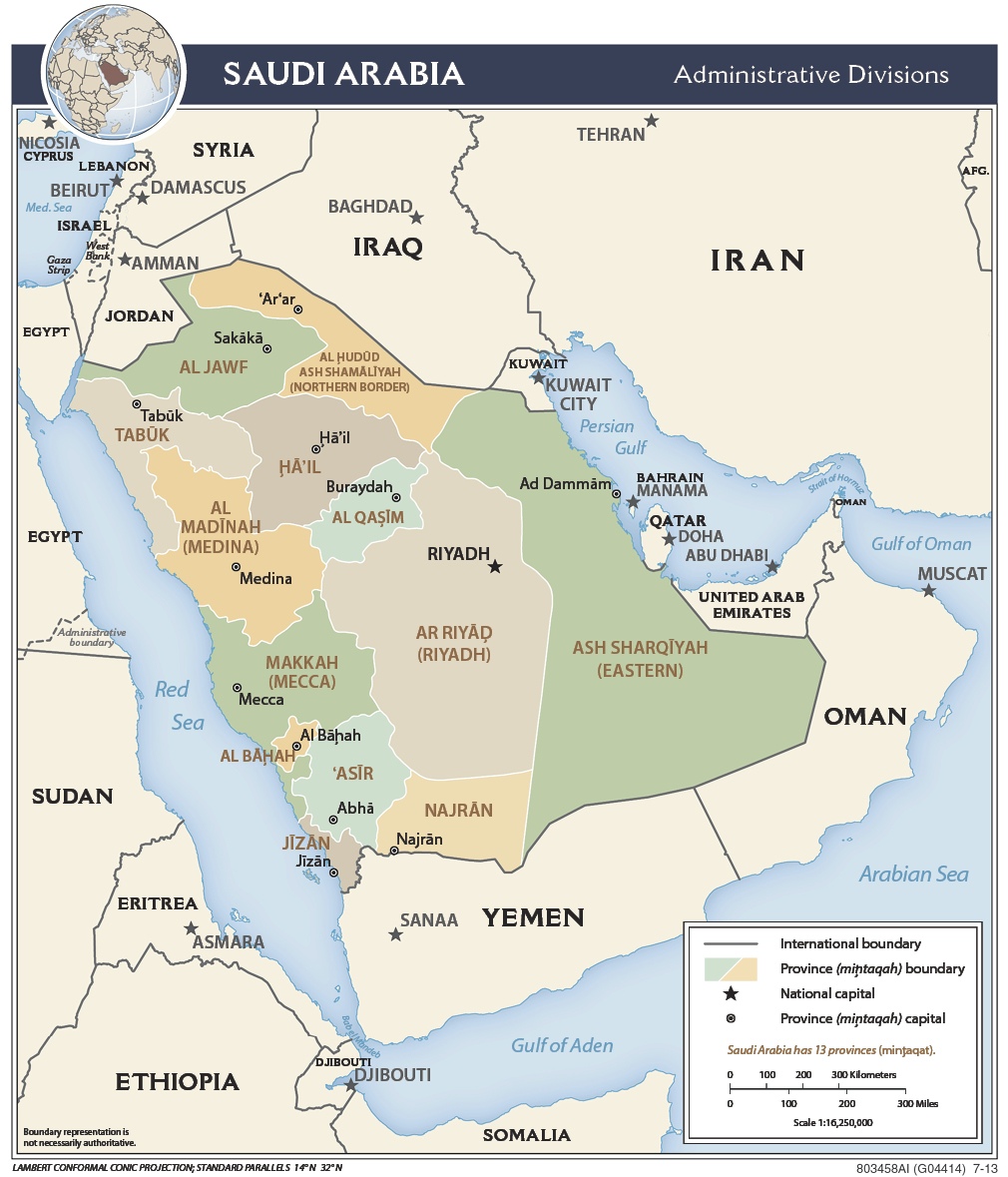 Arabia_Saudi_political MAP KART- CIA